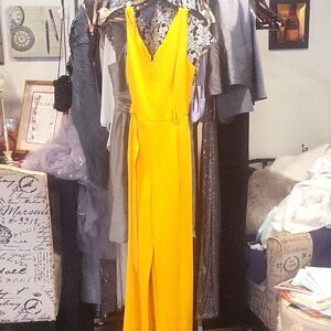 Yellow, Tahari ASL jumpsuit size 8,